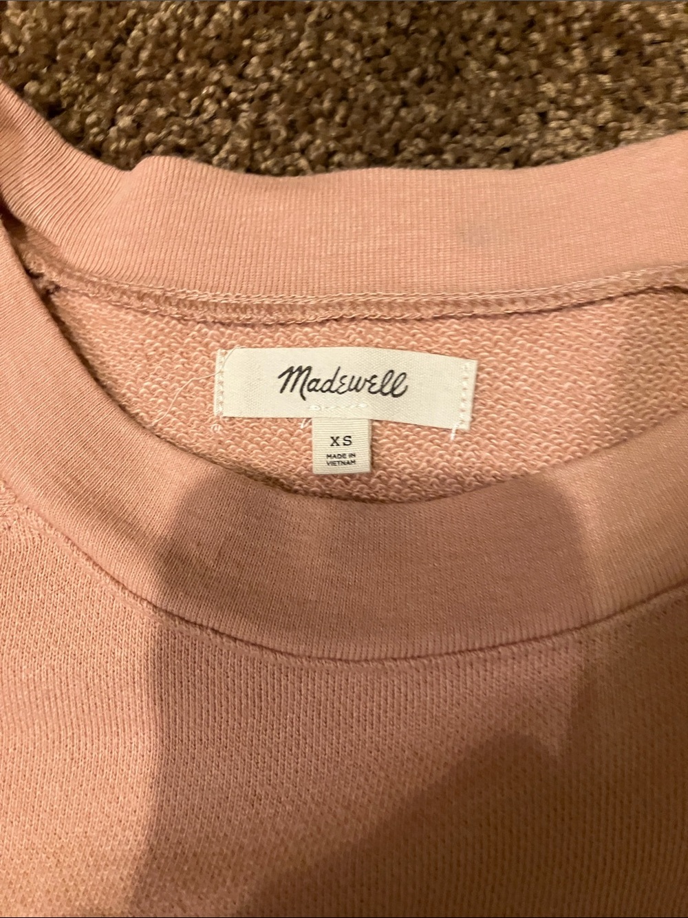 MADEWELL. Size XS. Peach colored short sleeve sweatshirt. Would fit a Small. EUC - Picture 2 of 7